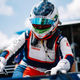 Simona de Silvestro climbs into her car at the 2022 Big Machine Music City Grand Prix in Nashville.